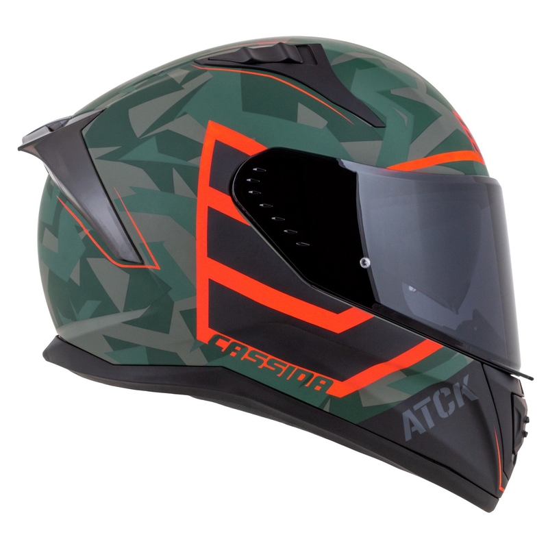 Cassida Aero ATCK camo vihreä-musta-harmaa-oranssi integroitu moottoripyöräilykypärä