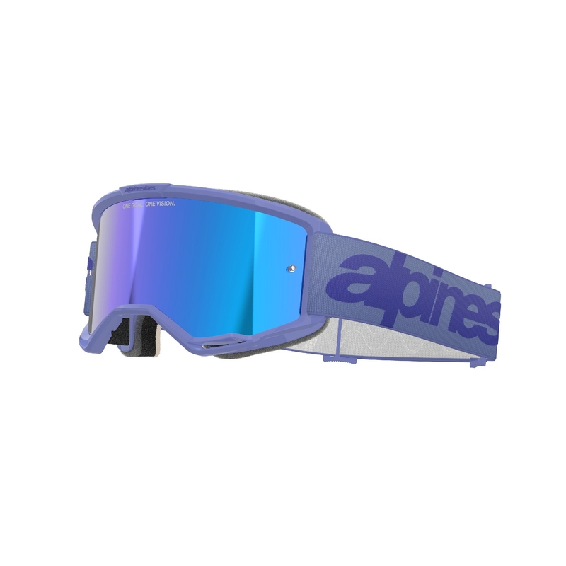 Alpinestars Vision 5 Wordmark motocross-lasit violetit, peilattu sininen pleksilevy