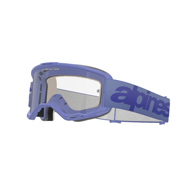 Alpinestars Vision 5 Wordmark motocrosslasit violetit kirkkaalla pleksillä varustettuna