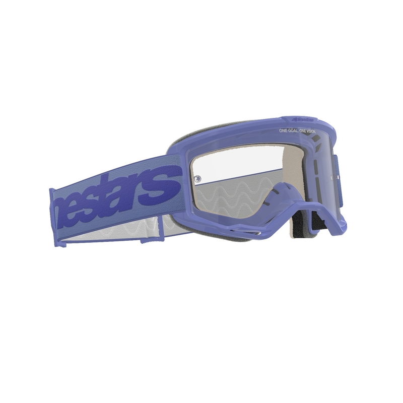 Alpinestars Vision 5 Wordmark motocrosslasit violetit kirkkaalla pleksillä varustettuna