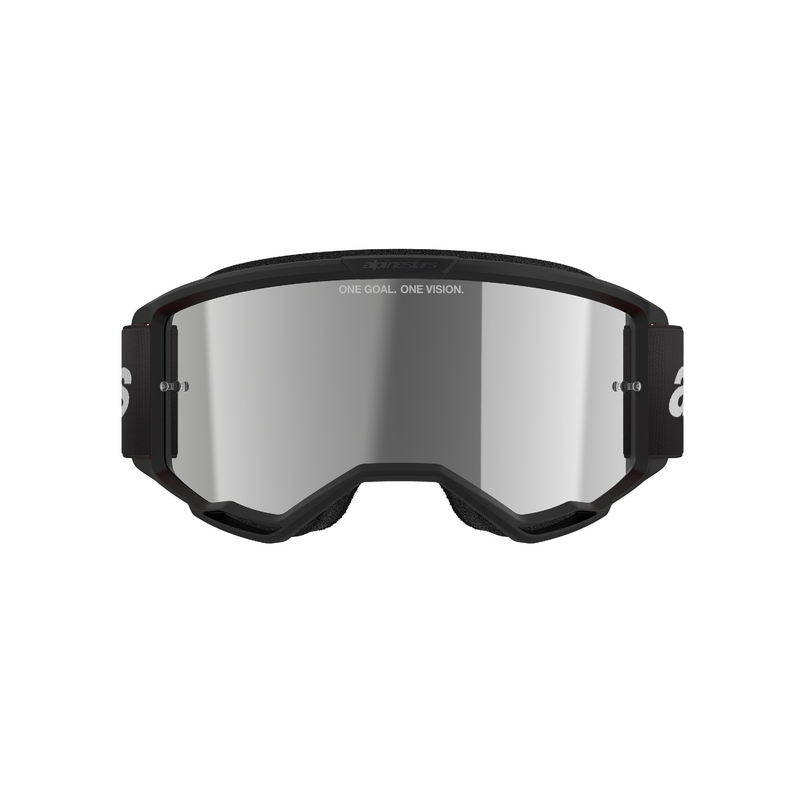 Alpinestars Vision 3 Wordmark motocross lasit musta peilattu hopea pleksi