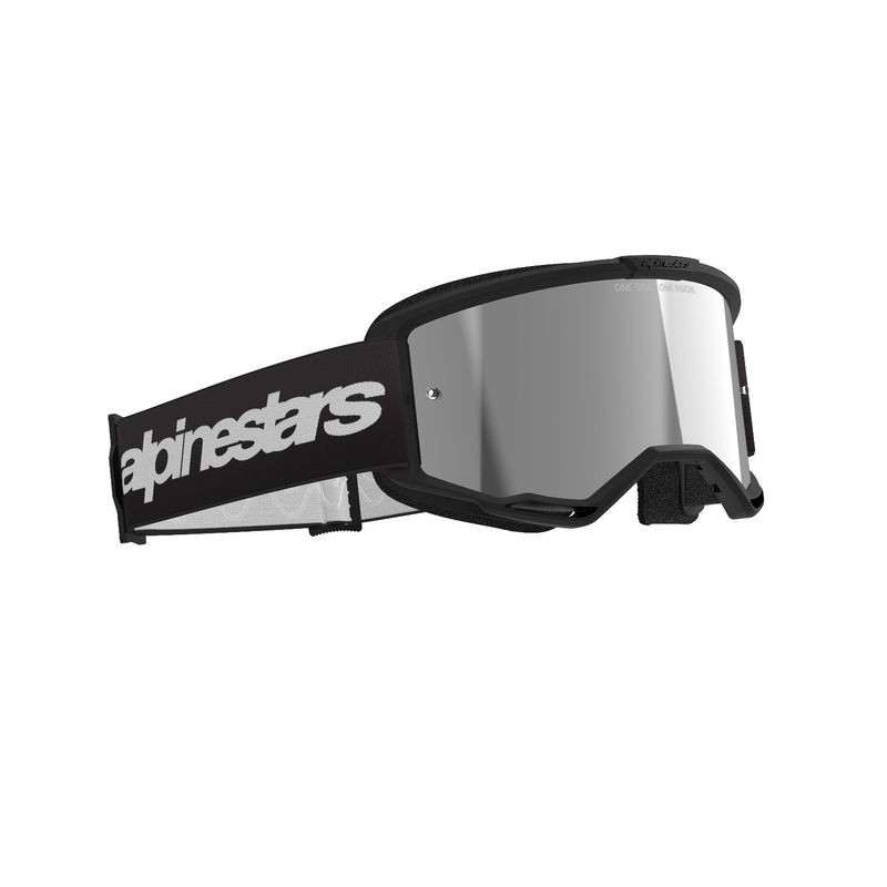 Alpinestars Vision 3 Wordmark motocross lasit musta peilattu hopea pleksi