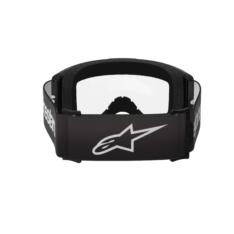 Alpinestars Vision 3 Wordmark motocrosslasit mustat kirkkaalla pleksillä.