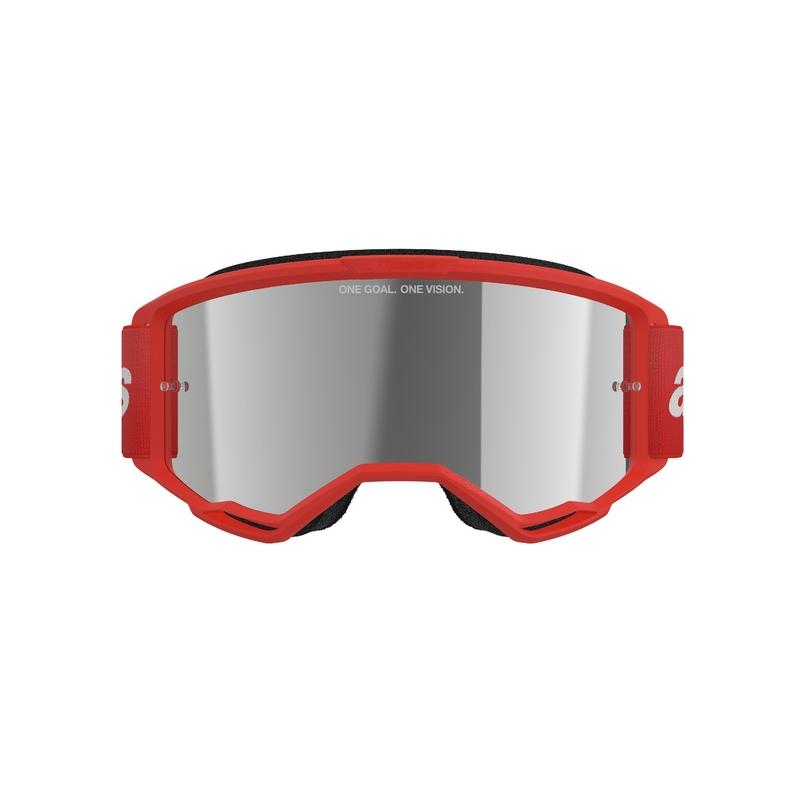 Alpinestars Vision 3 Wordmark motocrosslasit punaiset, hopeinen radial-linssi