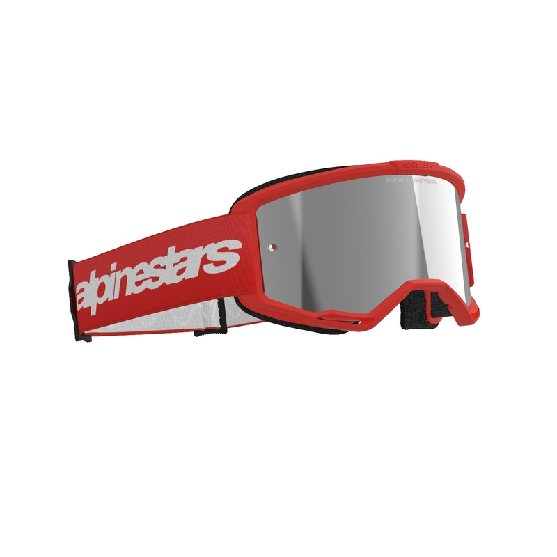 Alpinestars Vision 3 Wordmark motocrosslasit punaiset, hopeinen radial-linssi