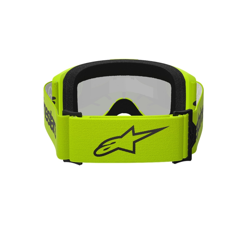 Alpinestars Vision 3 Wordmark fluo-keltaiset motocrosslasit hopeisella radial-linssillä varustettuna