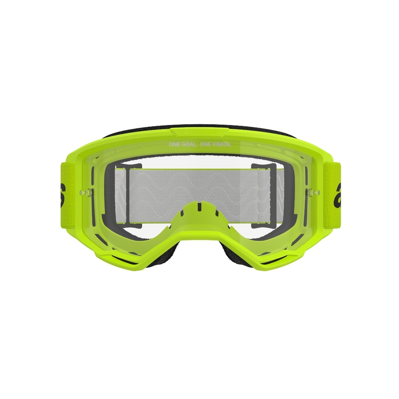 Alpinestars Vision 3 Wordmark fluo-keltaiset motocross-lasit kirkkaalla pleksillä.