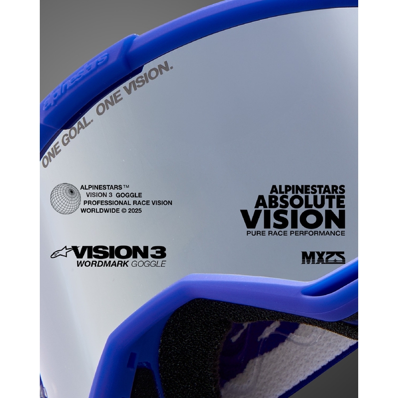 Alpinestars Vision 3 Wordmark motocrosslasit sininen, hopea peililinssi