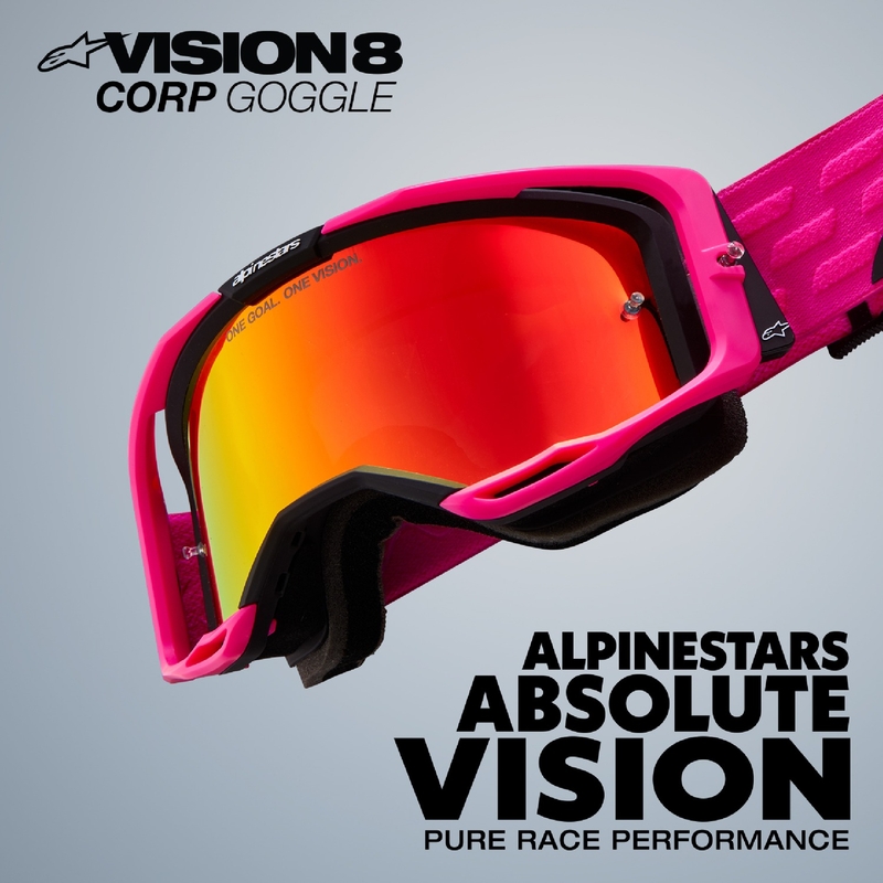 Alpinestars Vision 8 Corp motocross lasit musta kirkkaalla linssillä varustettuna