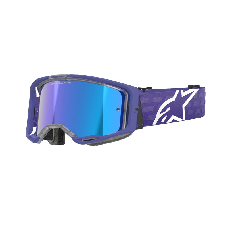 Alpinestars Vision 8 Corp motocrosslasit violetit, peilattu sininen linssi