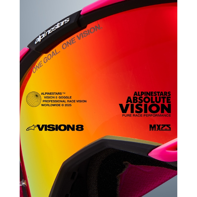 Alpinestars Vision 8 Corp motocrosslasit violetit, peilattu sininen linssi