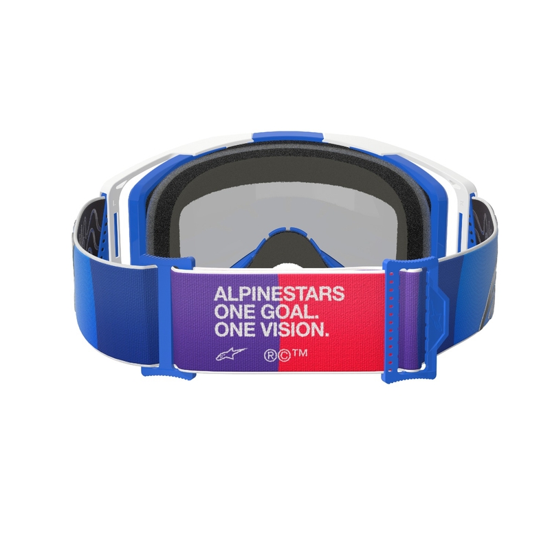 Alpinestars Vision 8 Corp motocrosslasit sinivalkoiset, peilattu sininen linssi
