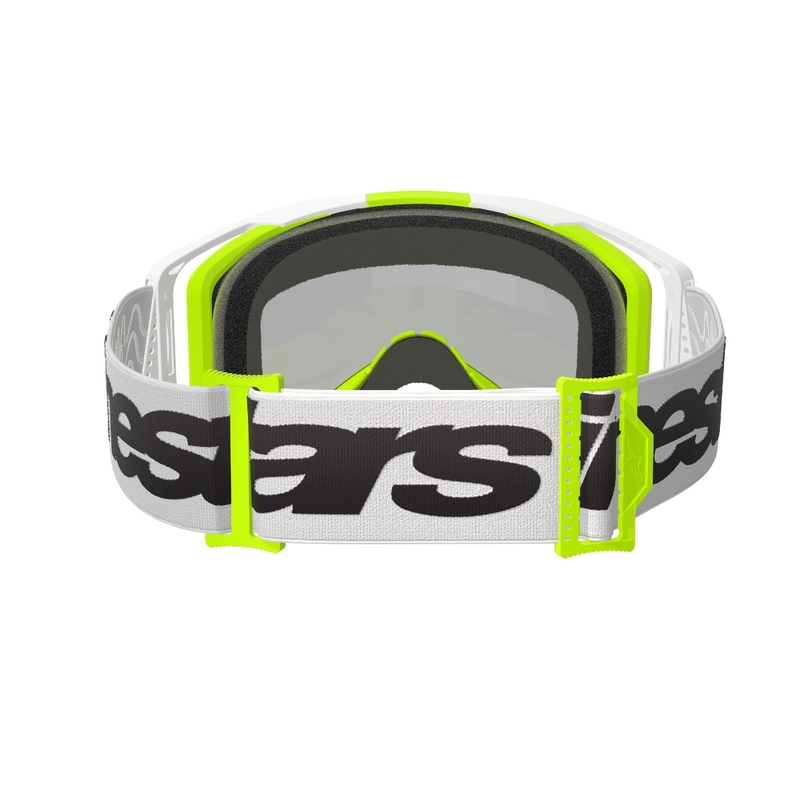 Alpinestars Vision 8 Wordmark motocrosslasit valko-fluokinkeltaiset, peilattu hopea linssi