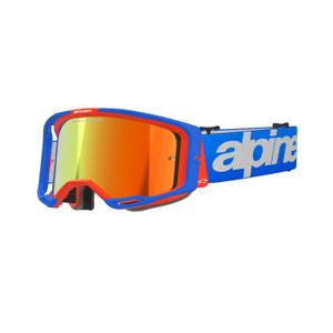 Alpinestars Vision 8 Wordmark Motocross suojalasit sini-oranssi peilattu punainen linssi