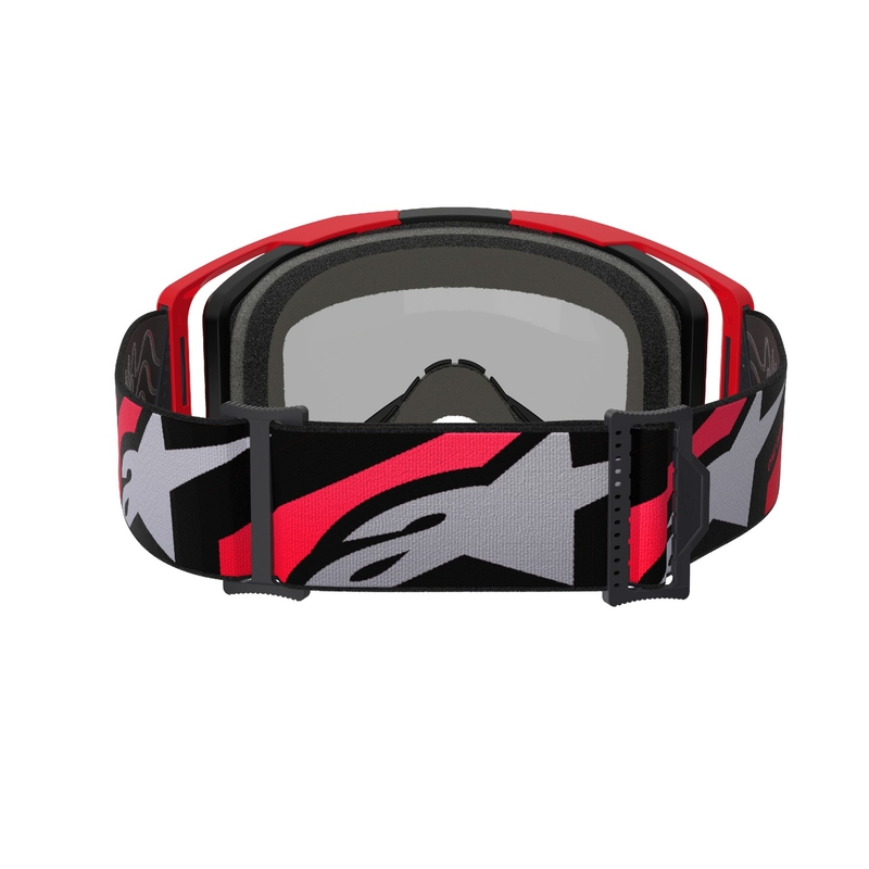 Alpinestars Vision 8 Luar punaiset ja mustat motocross-lasit, joissa on hopea peililinssi