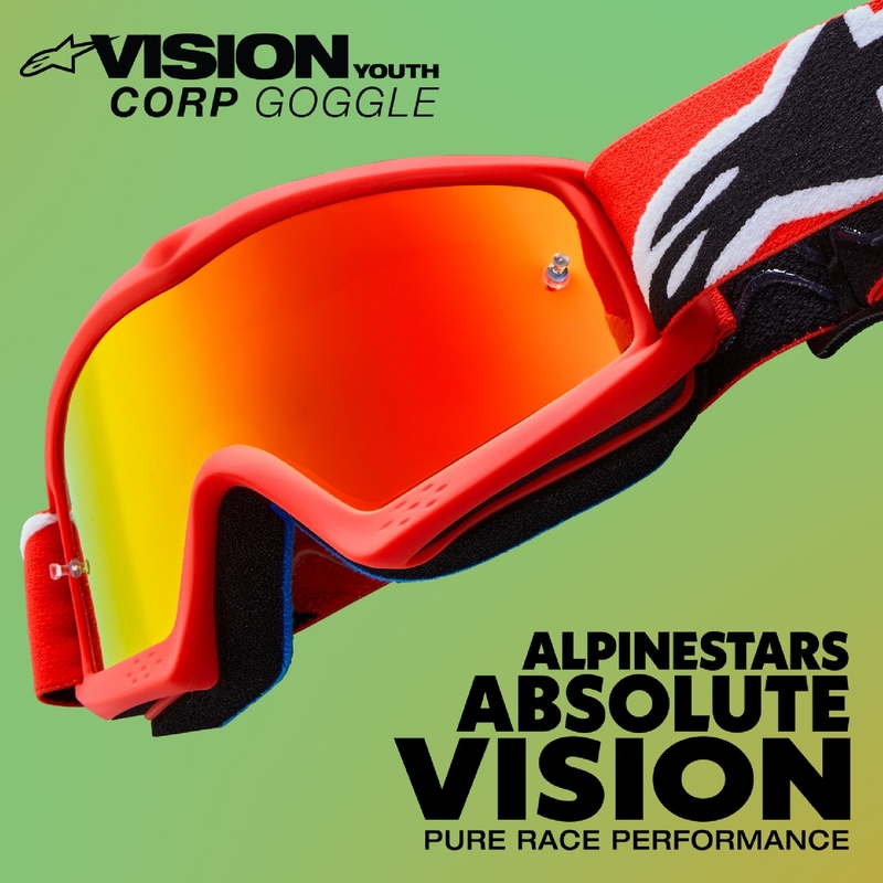 Alpinestars Vision Youth Corp lasten motocrosslasit musta kirkkaalla linssillä varustettuna