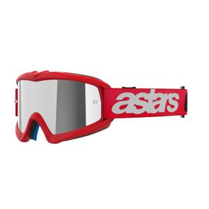 Alpinestars Vision Youth Blaze punainen lasten motocrosslasit hopeisella peililinssillä varustettuna.