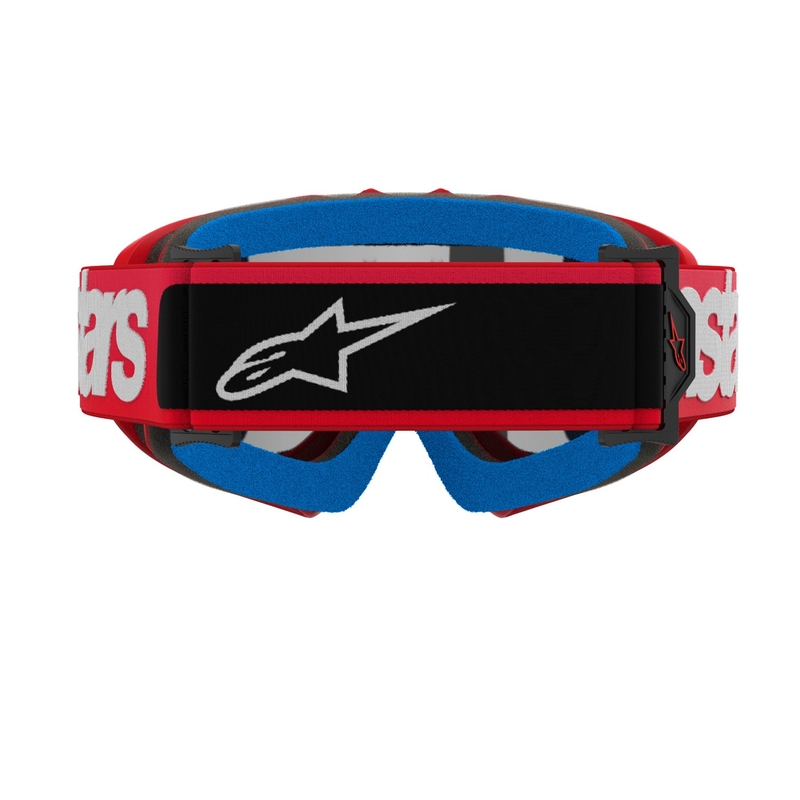 Alpinestars Vision Youth Blaze punainen lasten motocrosslasit hopeisella peililinssillä varustettuna.