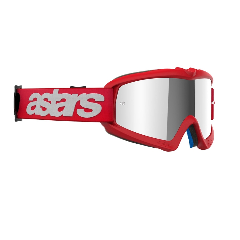 Alpinestars Vision Youth Blaze punainen lasten motocrosslasit hopeisella peililinssillä varustettuna.