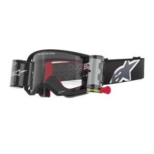 Alpinestars Supertech Corp ROLL-OFF Wide Vision Motocross suojalasit musta ja harmaa kirkkaalla linssillä