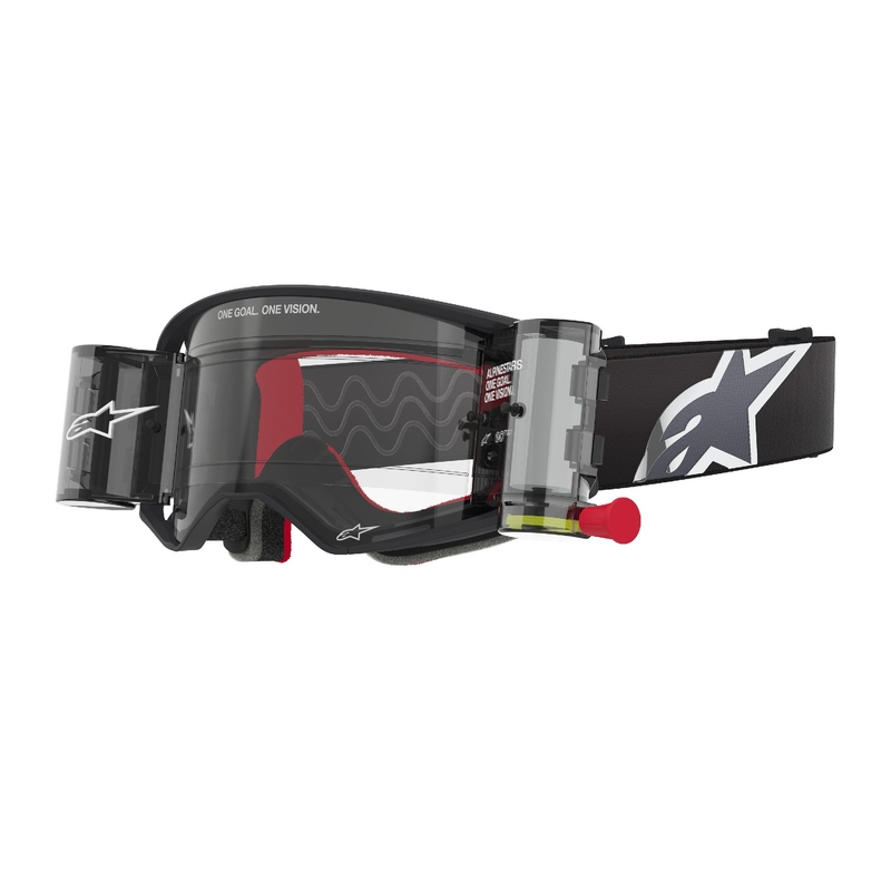 Alpinestars Supertech Corp ROLL-OFF Wide Vision Motocross suojalasit musta ja harmaa kirkkaalla linssillä