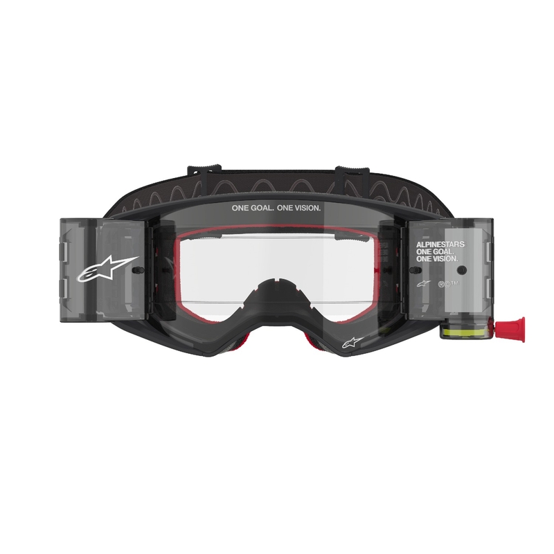 Alpinestars Supertech Corp ROLL-OFF Wide Vision Motocross suojalasit musta ja harmaa kirkkaalla linssillä