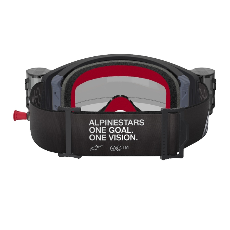 Alpinestars Supertech Corp ROLL-OFF Wide Vision Motocross suojalasit musta ja harmaa kirkkaalla linssillä