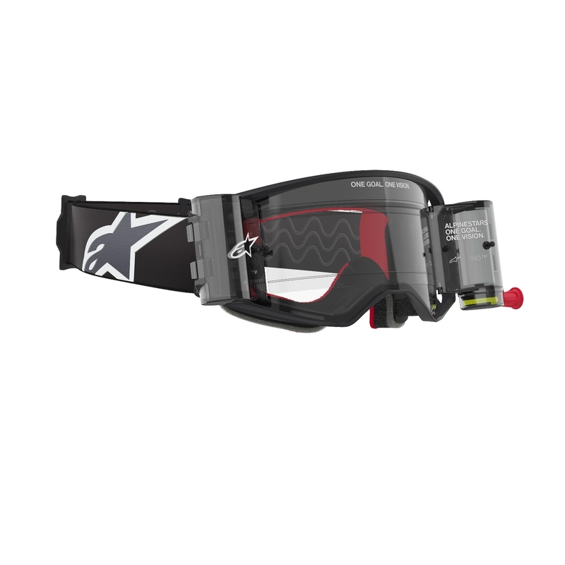 Alpinestars Supertech Corp ROLL-OFF Wide Vision Motocross suojalasit musta ja harmaa kirkkaalla linssillä