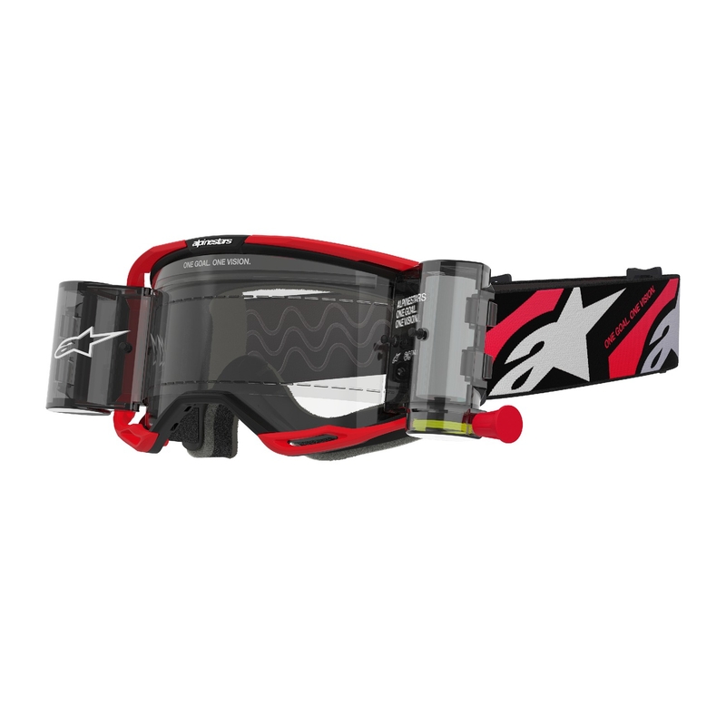 Alpinestars Vision 8 Luar ROLL-OFF Wide Vision Motocross suojalasit punainen ja musta kirkas linssi