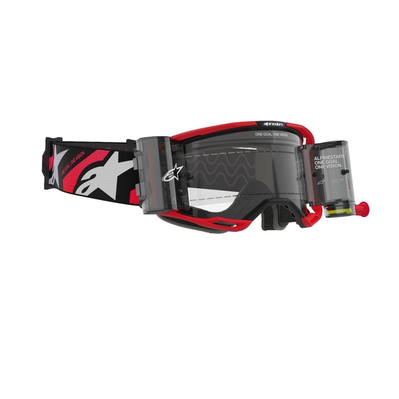 Alpinestars Vision 8 Luar ROLL-OFF Wide Vision Motocross suojalasit punainen ja musta kirkas linssi