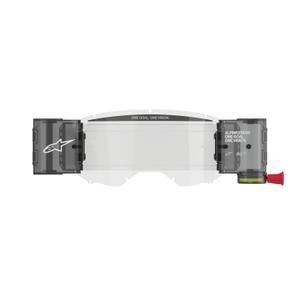 Vaihtosarja Alpinestars Roll-off Wide Vision for Vision 8/5/3 suojalaseille, joissa on nastat repäisykalvoille kirkas pleksi.