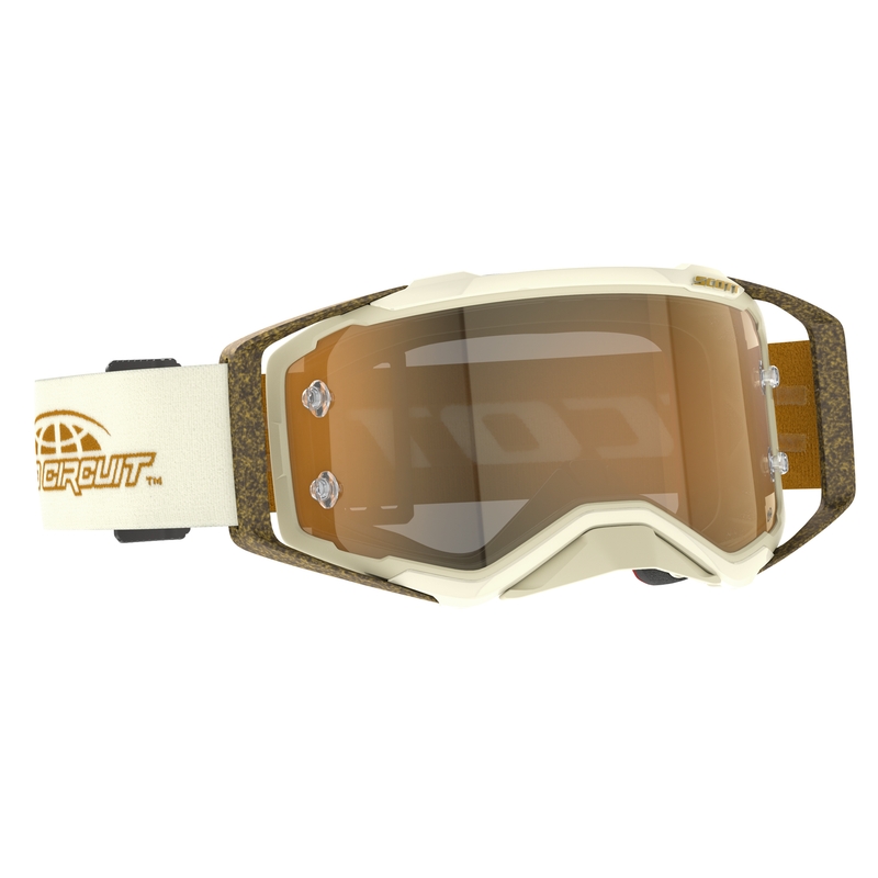 Motocross-lasit SCOTT Prospect PRO Circuit AMP beige-ruskeat kultaisella pleksillä.