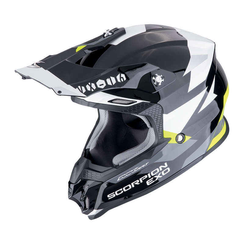 Motocross kypärä Scorpion VX-16 EVO AIR ROD musta-fluo keltainen