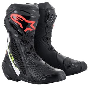 Alpinestars Supertech R Musta-Valkoinen-Fluo Red-Fluo Yellow Moottoripyöräilykengät