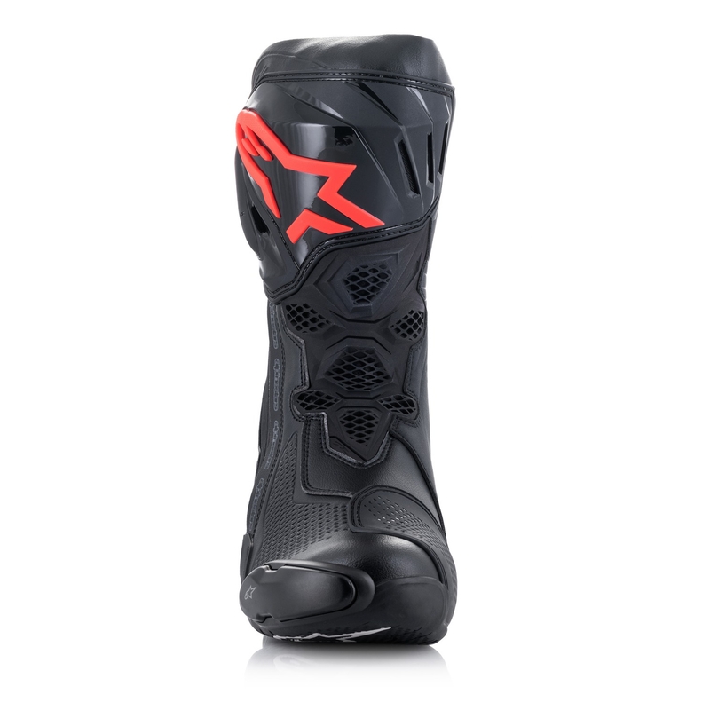 Alpinestars Supertech R Musta-Valkoinen-Fluo Red-Fluo Yellow Moottoripyöräilykengät