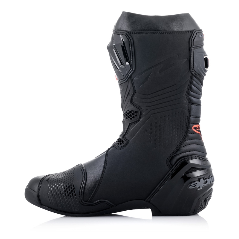 Alpinestars Supertech R Musta-Valkoinen-Fluo Red-Fluo Yellow Moottoripyöräilykengät