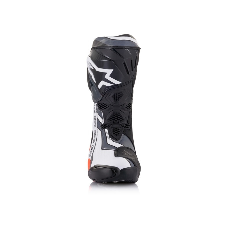 Alpinestars Supertech R musta-fluo-punainen-valko-harmaa moottoripyöräsaappaat