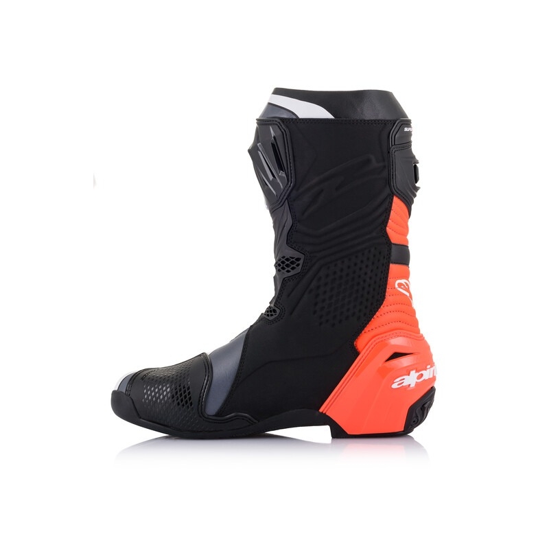 Alpinestars Supertech R musta-fluo-punainen-valko-harmaa moottoripyöräsaappaat