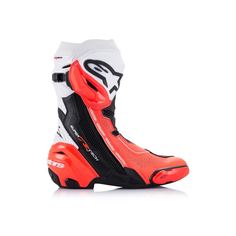 Alpinestars Supertech R Vented Black-White-Fluo Red Moottoripyöräilykengät