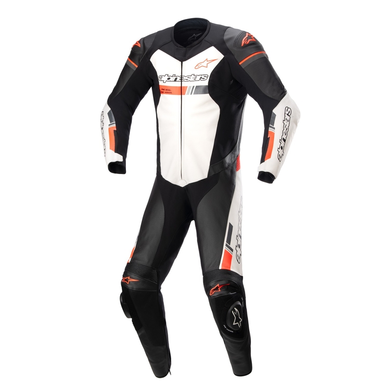 Jednodílná kožená kombinéza na motorku Alpinestars GP Force TECH-AIR 5 kompatibilní černo-bílo-fluo červená