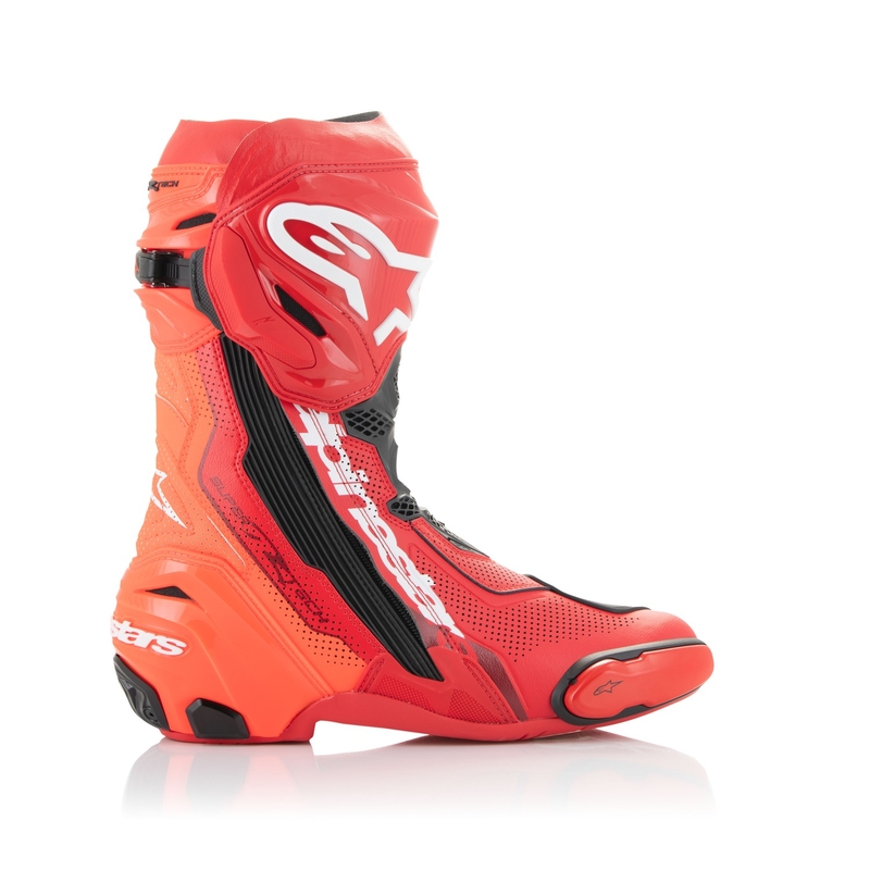 Alpinestars Supertech R Vented Fluo punainen moottoripyörä saappaat