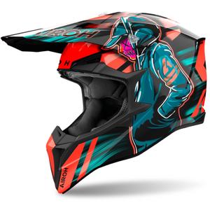 Motocross kypärä Airoh Wraaap Cyber kiiltävä oranssi