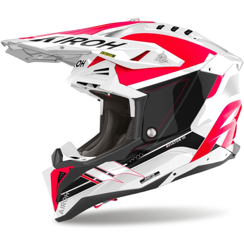 Motocross kypärä Airoh Aviator 3 Saber kiiltävä punainen