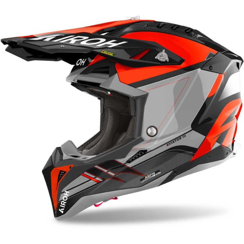 Motocross kypärä Airoh Aviator 3 Saber kiiltävä oranssi