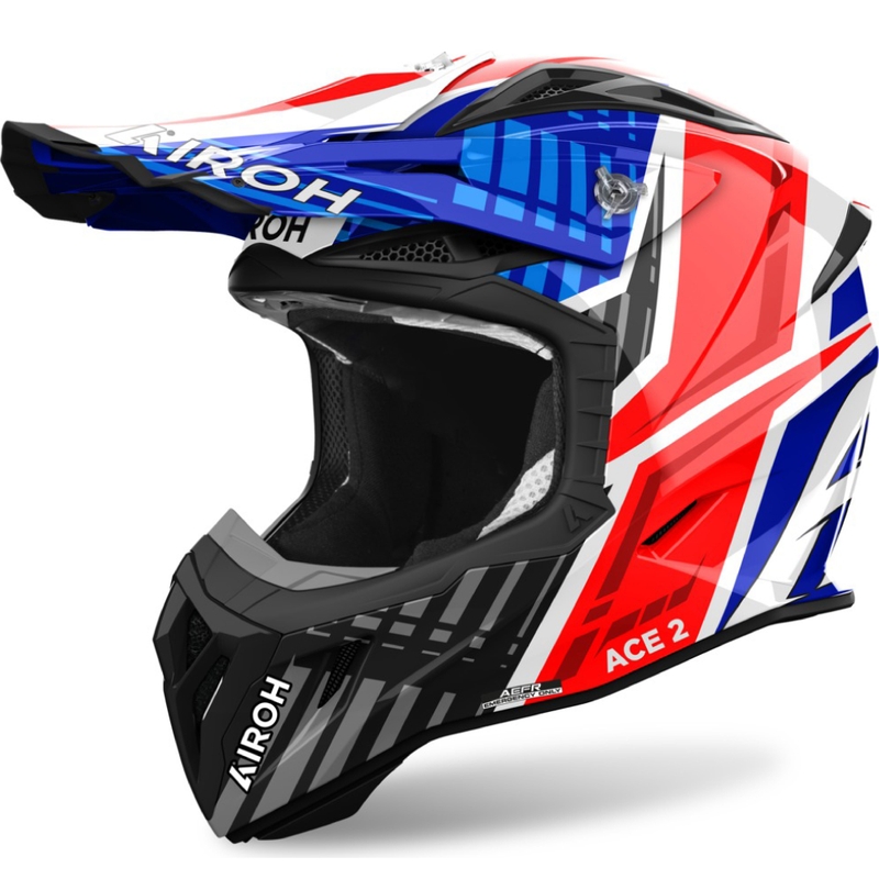 Motocross kypärä Airoh Aviator Ace 2 Proud sini-punainen kiiltävä kiiltävä