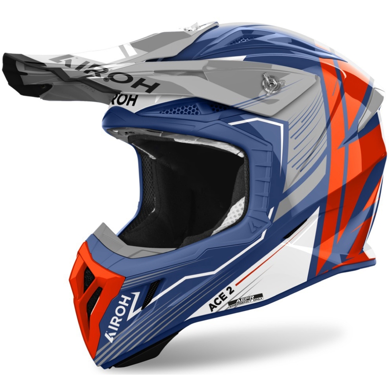 Motocross kypärä Airoh Aviator Ace 2 Engine kiiltävä sininen