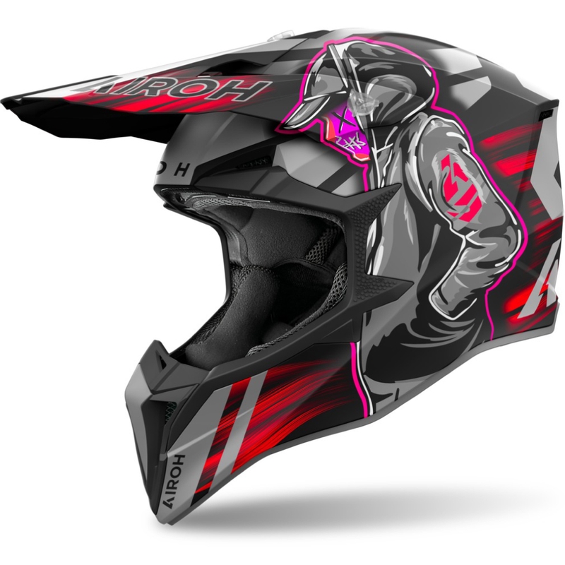Motocross kypärä Airoh Wraaap Cyber matta punainen
