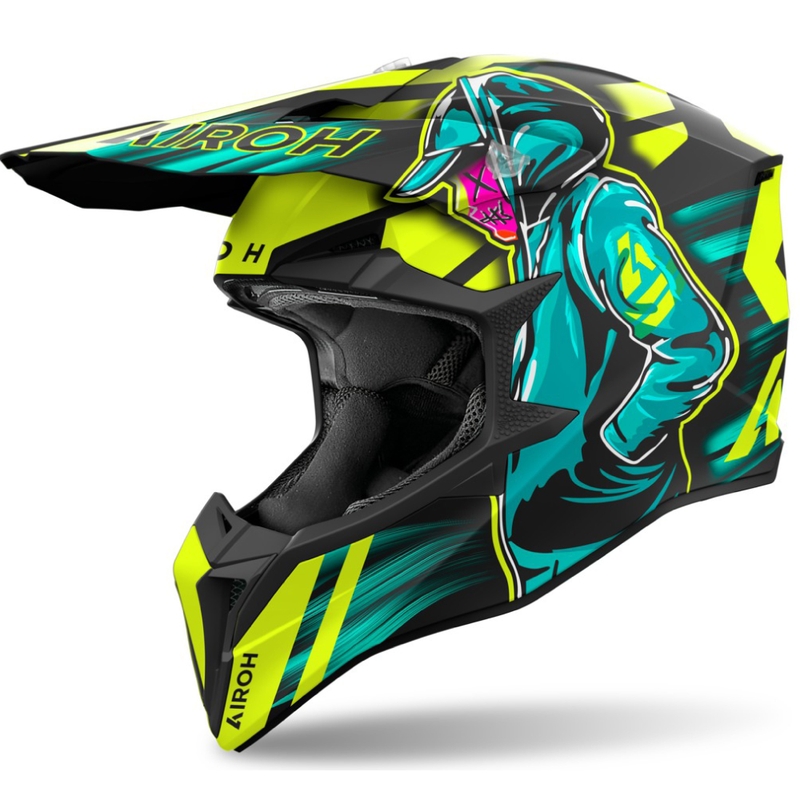 Motocross kypärä Airoh Wraaap Cyber mattakeltainen
