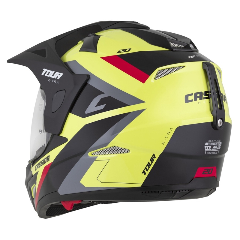 Endurokypärä Cassida Tour 2.0 X-tra fluo-kelta-musta-puna-harmaa, musta matta visiiri