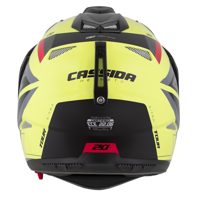 Endurokypärä Cassida Tour 2.0 X-tra fluo-kelta-musta-puna-harmaa, musta matta visiiri